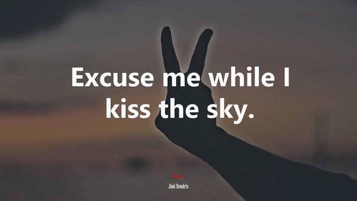 Excuse me while I kiss the sky. | Jimi Hendrix quote
