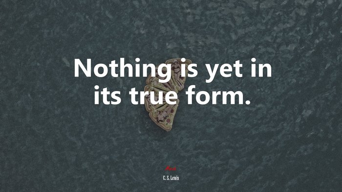 Nothing is yet in its true form. | C. S. Lewis quote