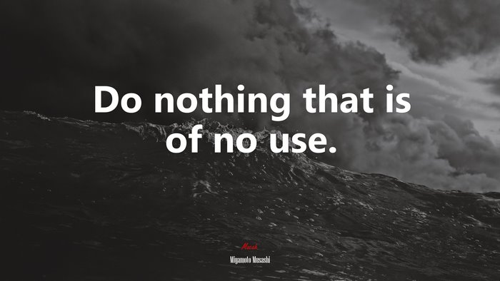 Do nothing that is of no use. | Miyamoto Musashi quote