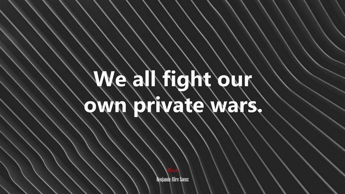 We all fight our own private wars. | Benjamin Alire Sáenz quote