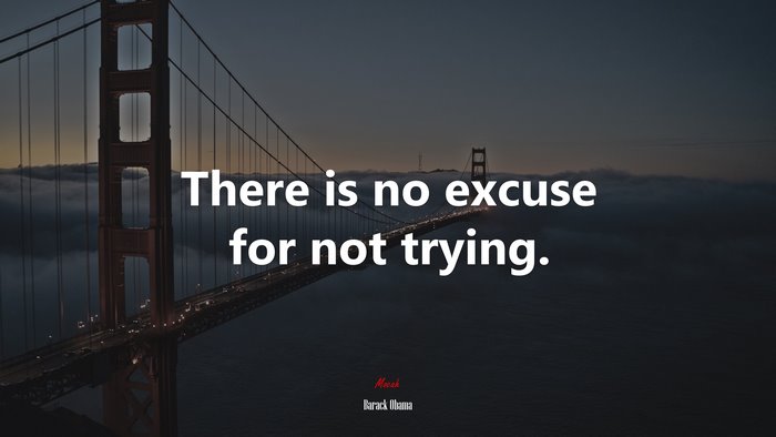 There is no excuse for not trying. | Barack Obama quote