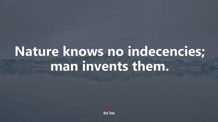 Nature knows no indecencies; man invents them. | Mark Twain quote