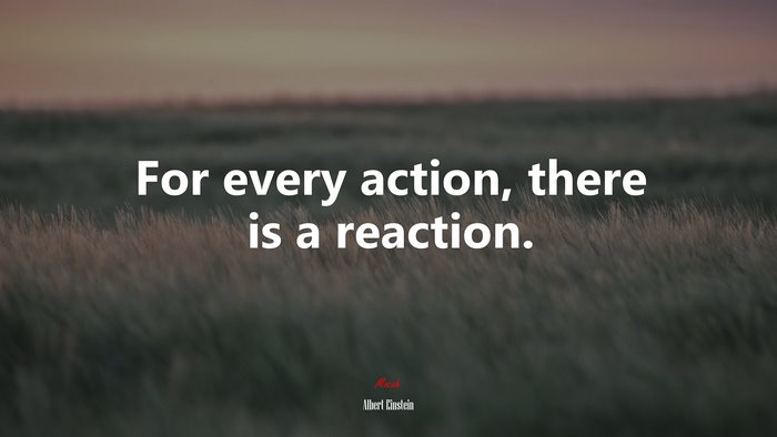 For every action, there is a reaction. | Albert Einstein quote