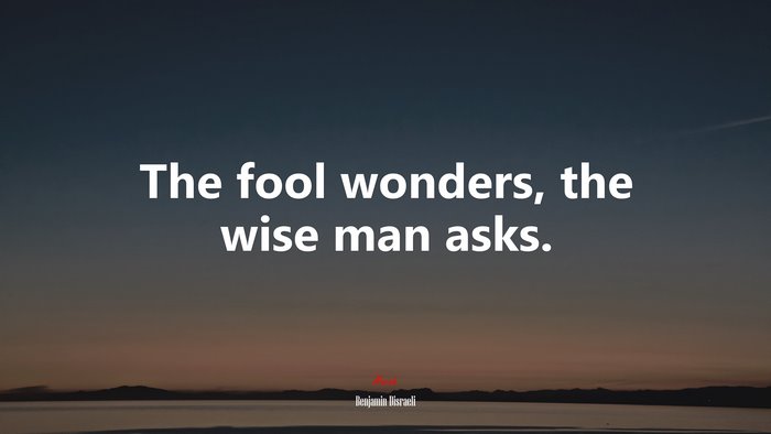 The fool wonders, the wise man asks. | Benjamin Disraeli quote