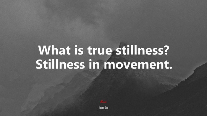 What is true stillness? Stillness in movement. | Bruce Lee quote
