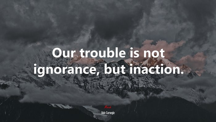 Our trouble is not ignorance, but inaction. | Dale Carnegie quote