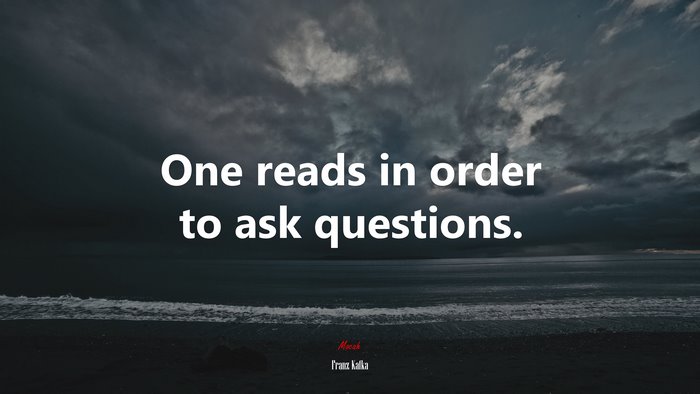 One reads in order to ask questions. | Franz Kafka quote