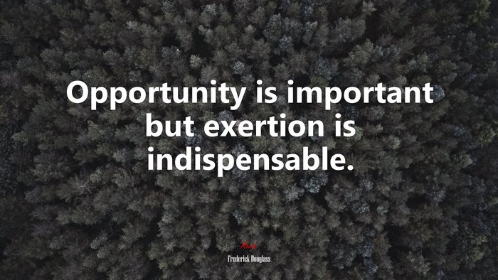 Opportunity is important but exertion is indispensable. | Frederick Douglass quote