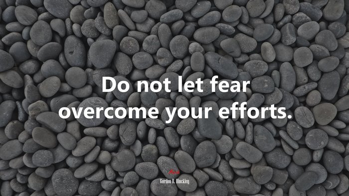 Do not let fear overcome your efforts. | Gordon B. Hinckley quote