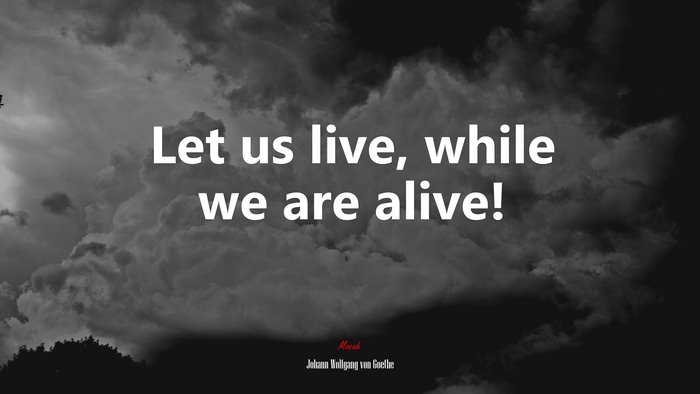 Let us live, while we are alive! | Johann Wolfgang von Goethe quote