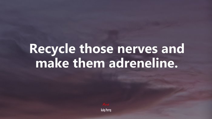 Recycle those nerves and make them adreneline. | Katy Perry quote