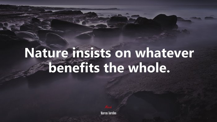 Nature insists on whatever benefits the whole. | Marcus Aurelius quote
