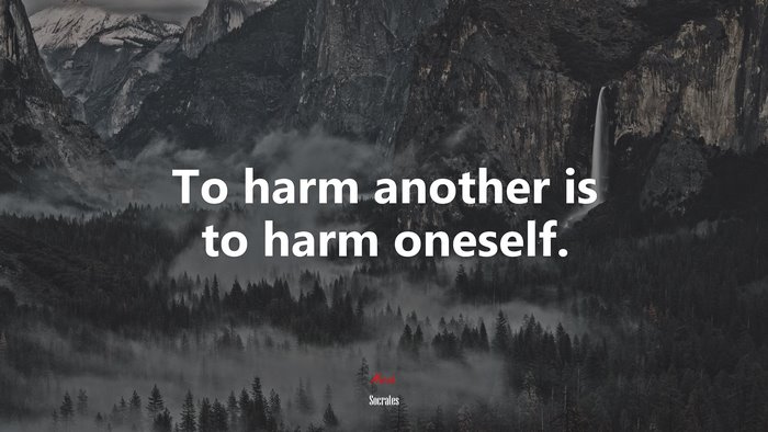 To harm another is to harm oneself. | Socrates quote