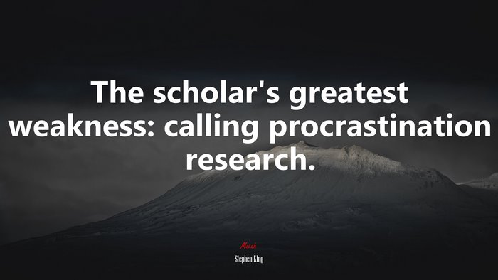 The scholar’s greatest weakness: calling procrastination research. | Stephen King quote