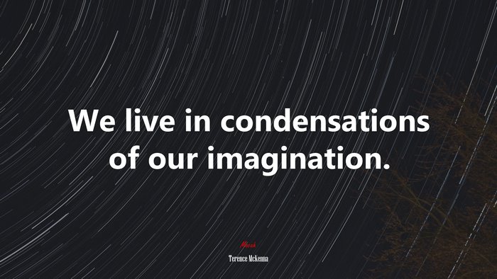 We live in condensations of our imagination. | Terence McKenna quote