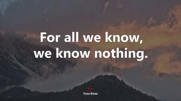 For all we know, we know nothing. | Terence McKenna quote