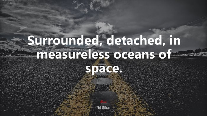 Surrounded, detached, in measureless oceans of space. | Walt Whitman quote
