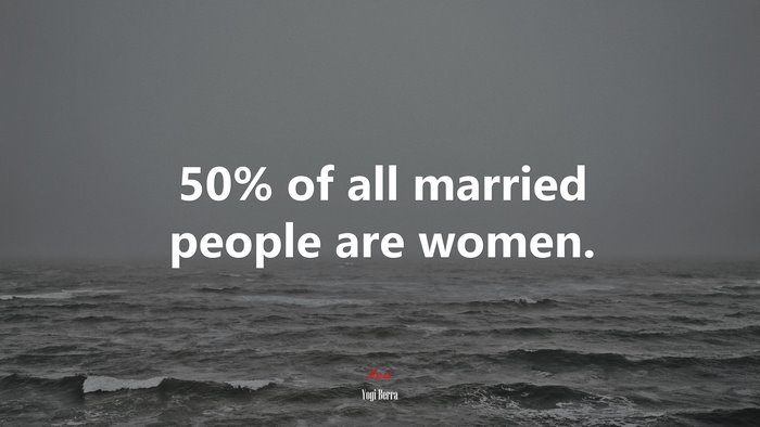 50% of all married people are women. | Yogi Berra quote