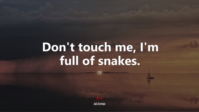 Don’t touch me, I’m full of snakes. | Jack Kerouac quote