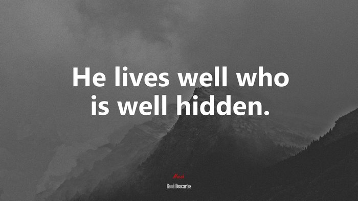 He lives well who is well hidden. | René Descartes quote
