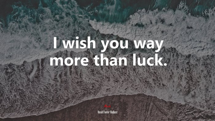 I wish you way more than luck. | David Foster Wallace quote