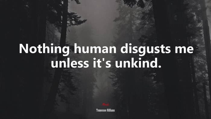 Nothing human disgusts me unless it’s unkind. | Tennessee Williams quote