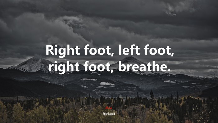 Right foot, left foot, right foot, breathe. | Anne Lamott quote
