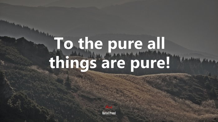 To the pure all things are pure! | Marcel Proust quote