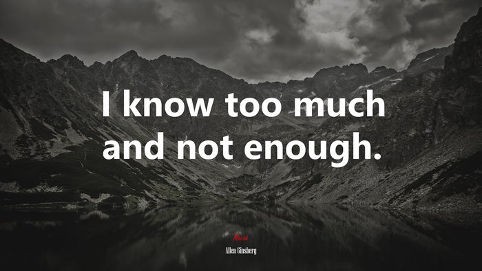I know too much and not enough. | Allen Ginsberg quote