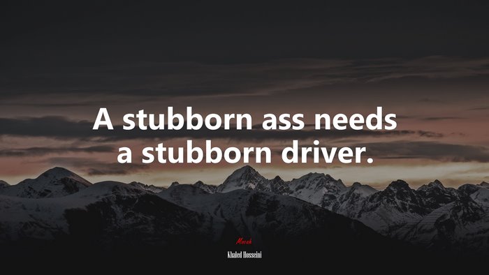 A stubborn ass needs a stubborn driver. | Khaled Hosseini quote