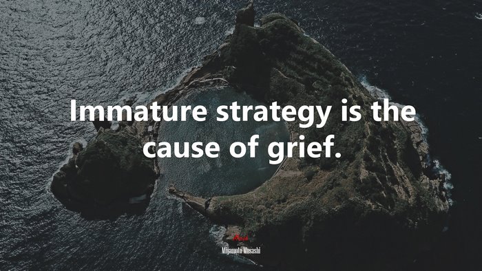 Immature strategy is the cause of grief. | Miyamoto Musashi quote