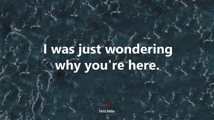 I was just wondering why you’re here. | Patrick Rothfuss quote