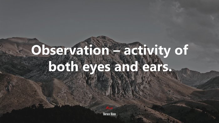 Observation – activity of both eyes and ears. | Horace Mann quote