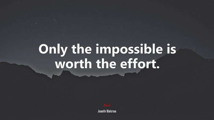 Only the impossible is worth the effort. | Jeanette Winterson quote