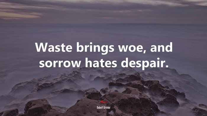 Waste brings woe, and sorrow hates despair. | Robert Greene quote
