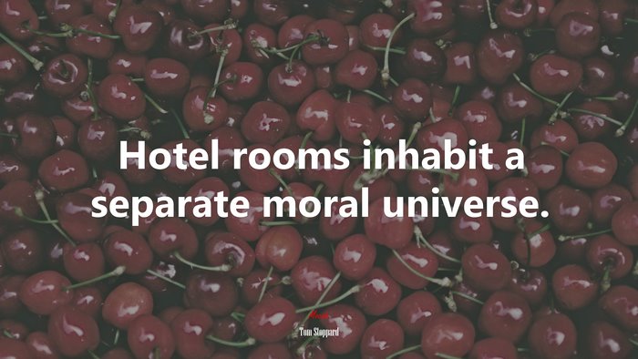 Hotel rooms inhabit a separate moral universe. | Tom Stoppard quote