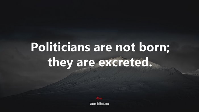 Politicians are not born; they are excreted. | Marcus Tullius Cicero quote