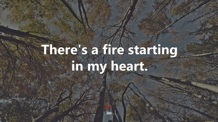 There’s a fire starting in my heart. | Adele quote