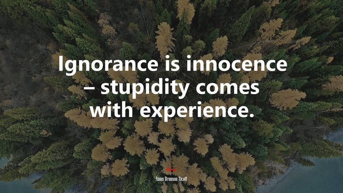 Ignorance is innocence – stupidity comes with experience. | Amos Bronson Alcott quote