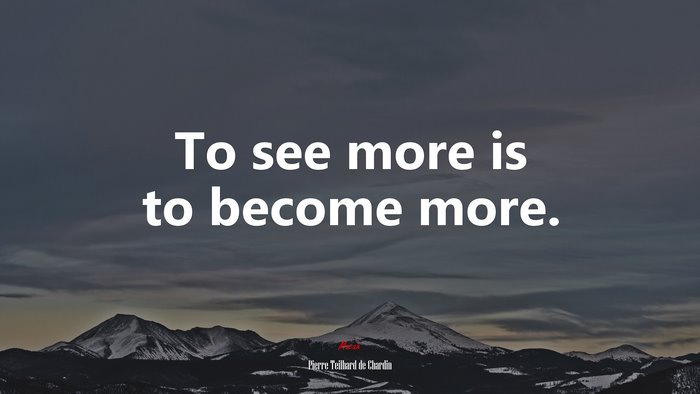 To see more is to become more. | Pierre Teilhard de Chardin quote