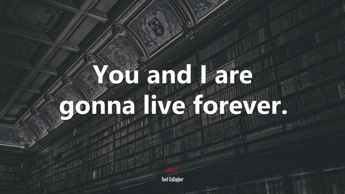 You and I are gonna live forever. | Noel Gallagher quote