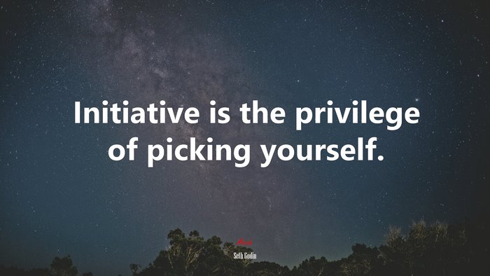Initiative is the privilege of picking yourself. | Seth Godin quote