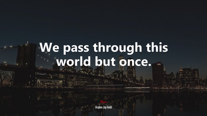 We pass through this world but once. | Stephen Jay Gould quote