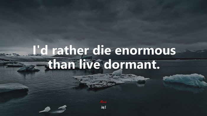 I’d rather die enormous than live dormant. | Jay-Z quote