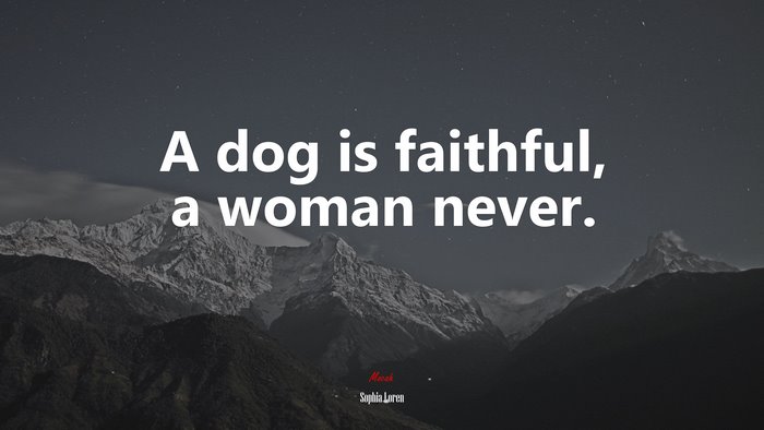 A dog is faithful, a woman never. | Sophia Loren quote