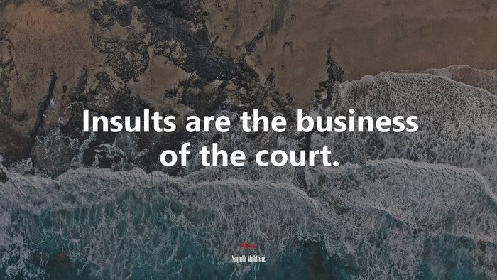 Insults are the business of the court. | Naguib Mahfouz quote