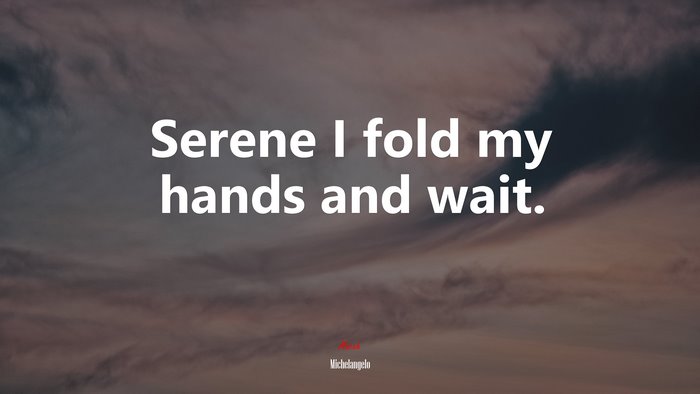 Serene I fold my hands and wait. | Michelangelo quote