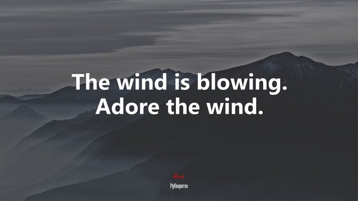 The wind is blowing. Adore the wind. | Pythagoras quote