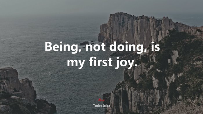 Being, not doing, is my first joy. | Theodore Roethke quote