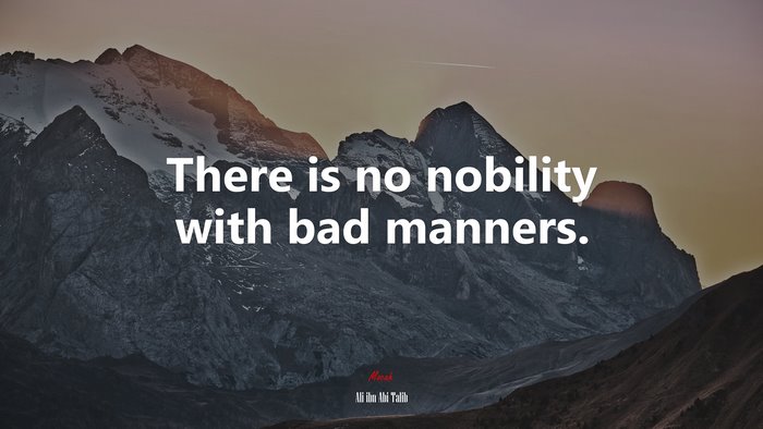 There is no nobility with bad manners. | Ali ibn Abi Talib quote